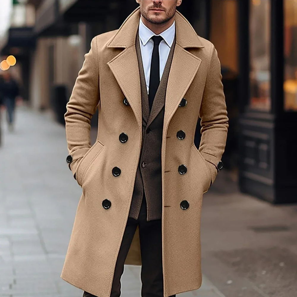 Valentin – Warmer Schwarzer Trenchcoat Für Herren