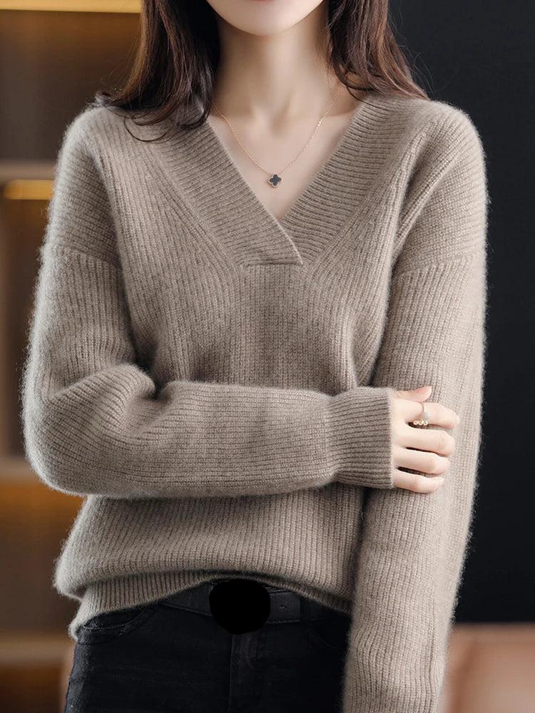 Christa - Strickpullover mit V-Ausschnitt für Damen