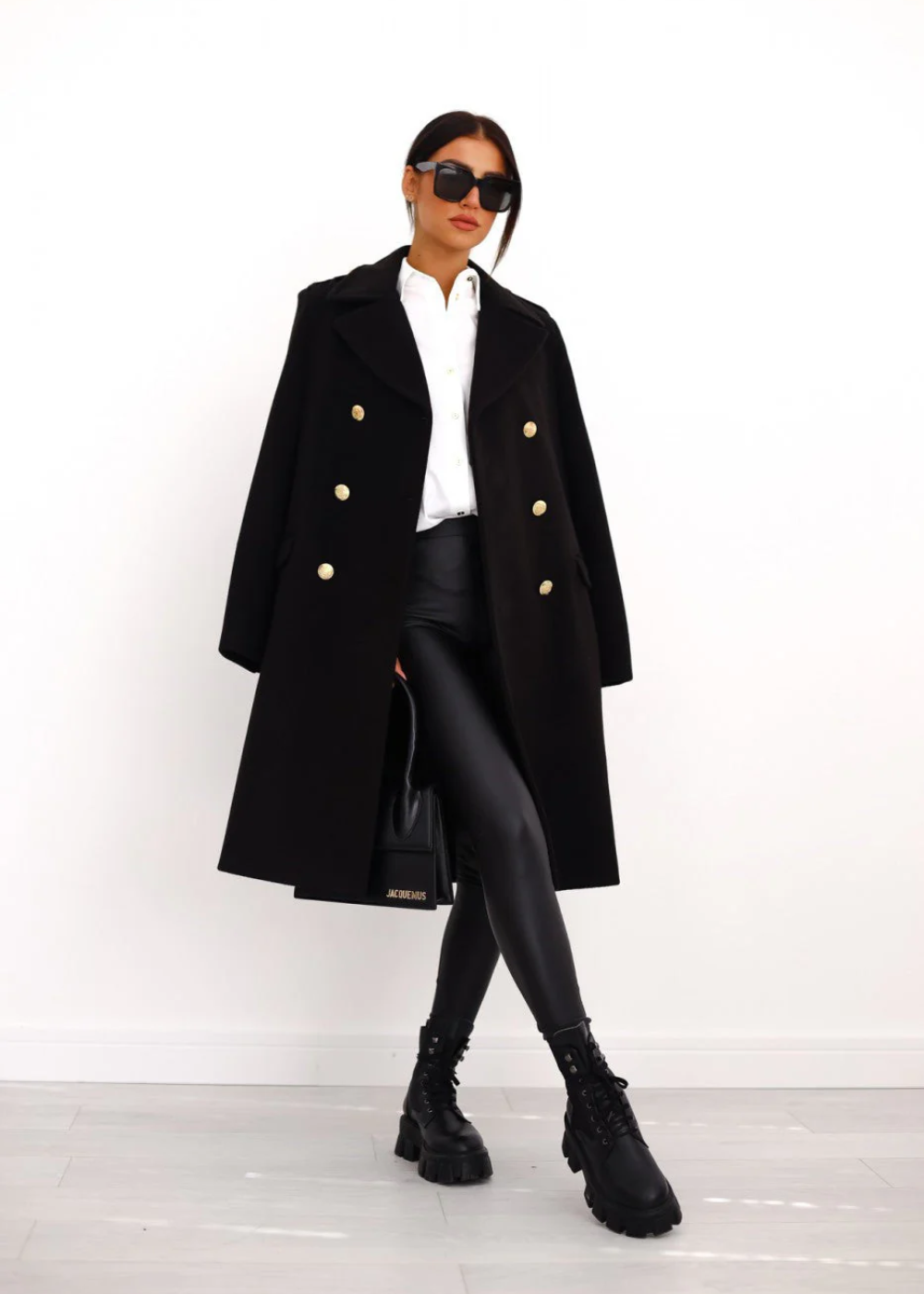 Claudine – Trenchcoat Damen Lang, Schwarze Jacke