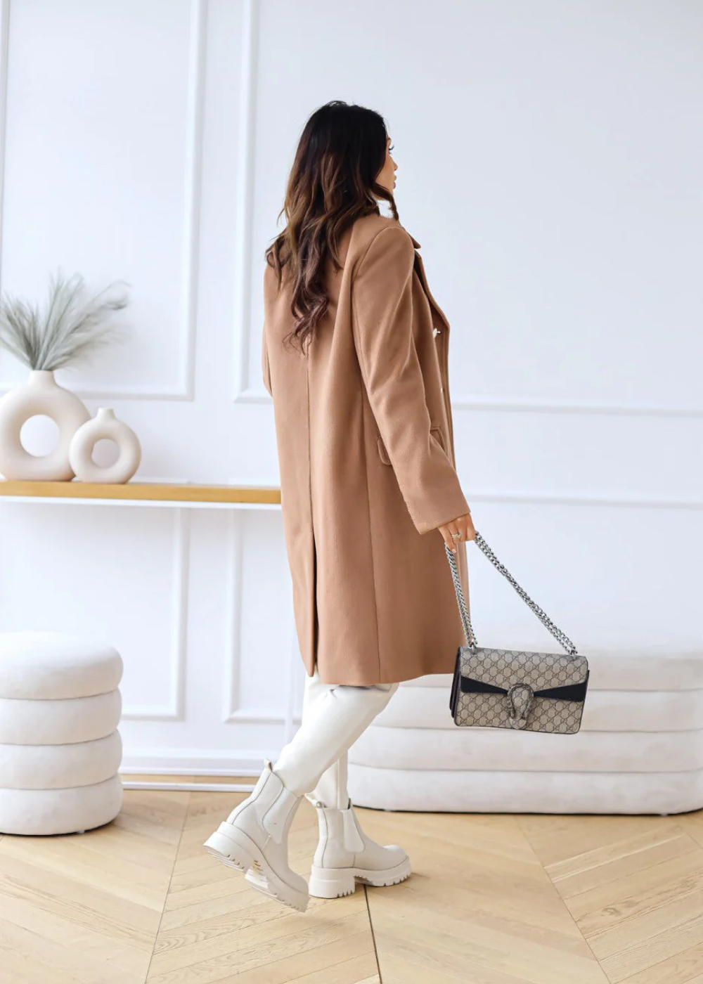 Claudine – Trenchcoat Damen Lang, Schwarze Jacke