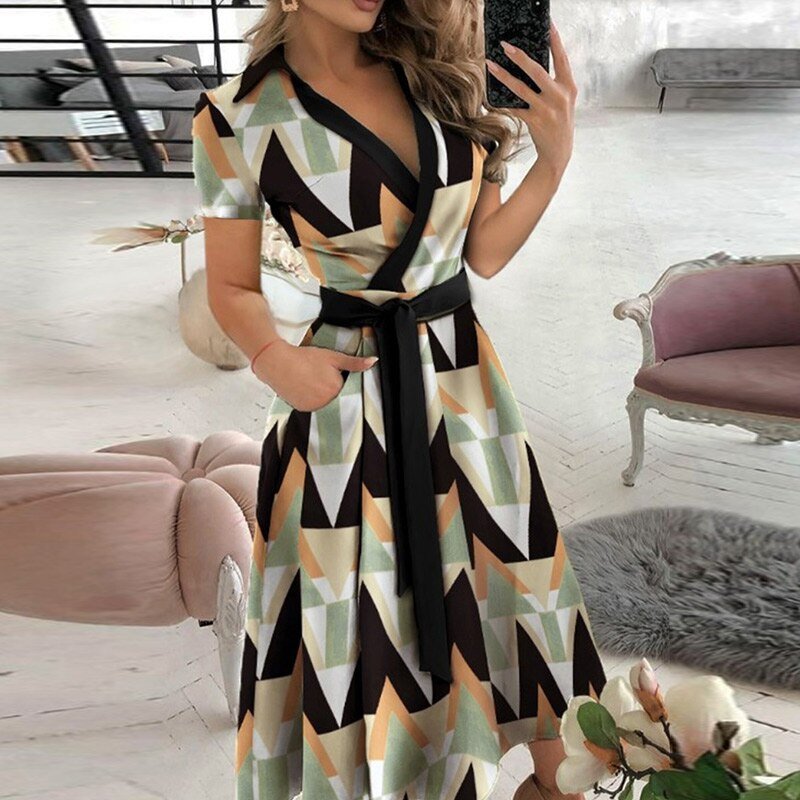 Paula – Midikleid Damen Mit Taillengürtel Elegant Sommer