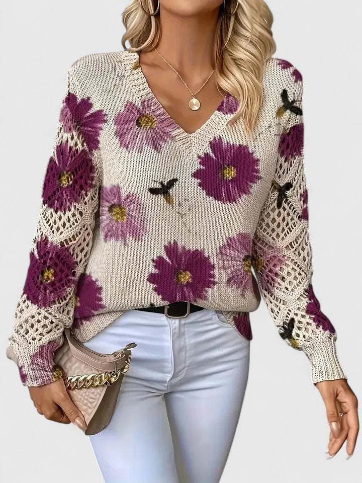 Ariane – Eleganter Pullover Mit Blumendruck