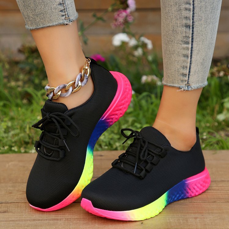 Klementine - Damen Kunstleder Sneaker mit Regenbogensohle