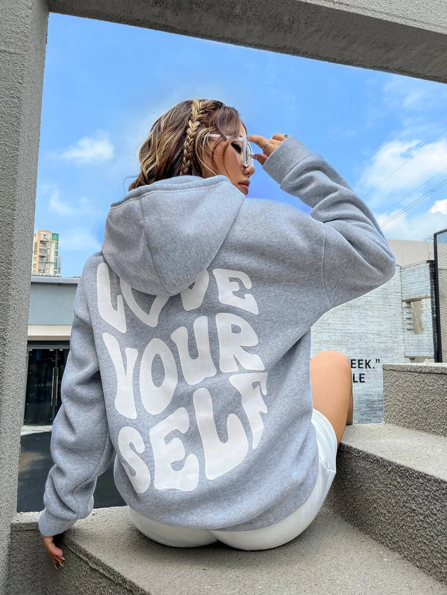 Susi - Oversize Hoodie Schwarz Love Yourself Print