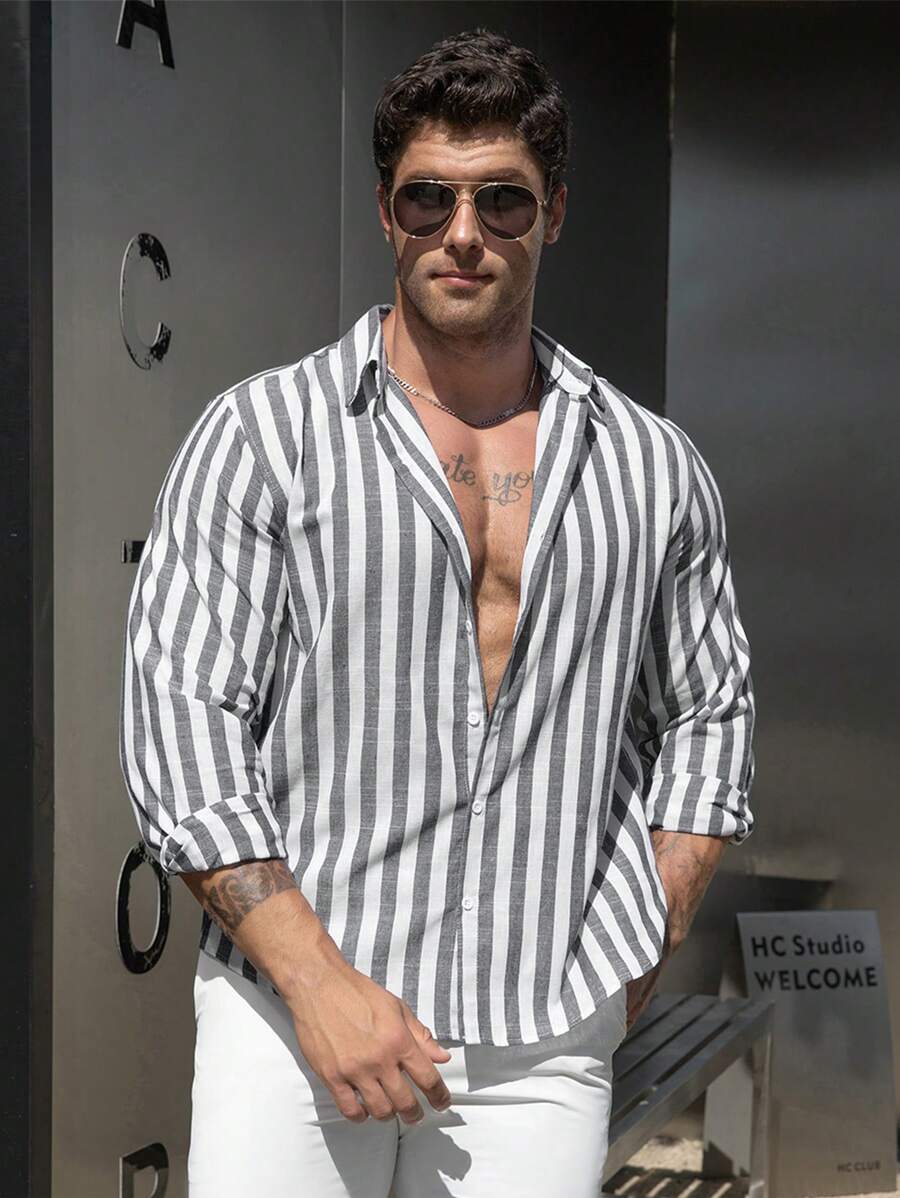 Bernd – Herren Shirt Streifenmuster Modern Kurzarm Stil