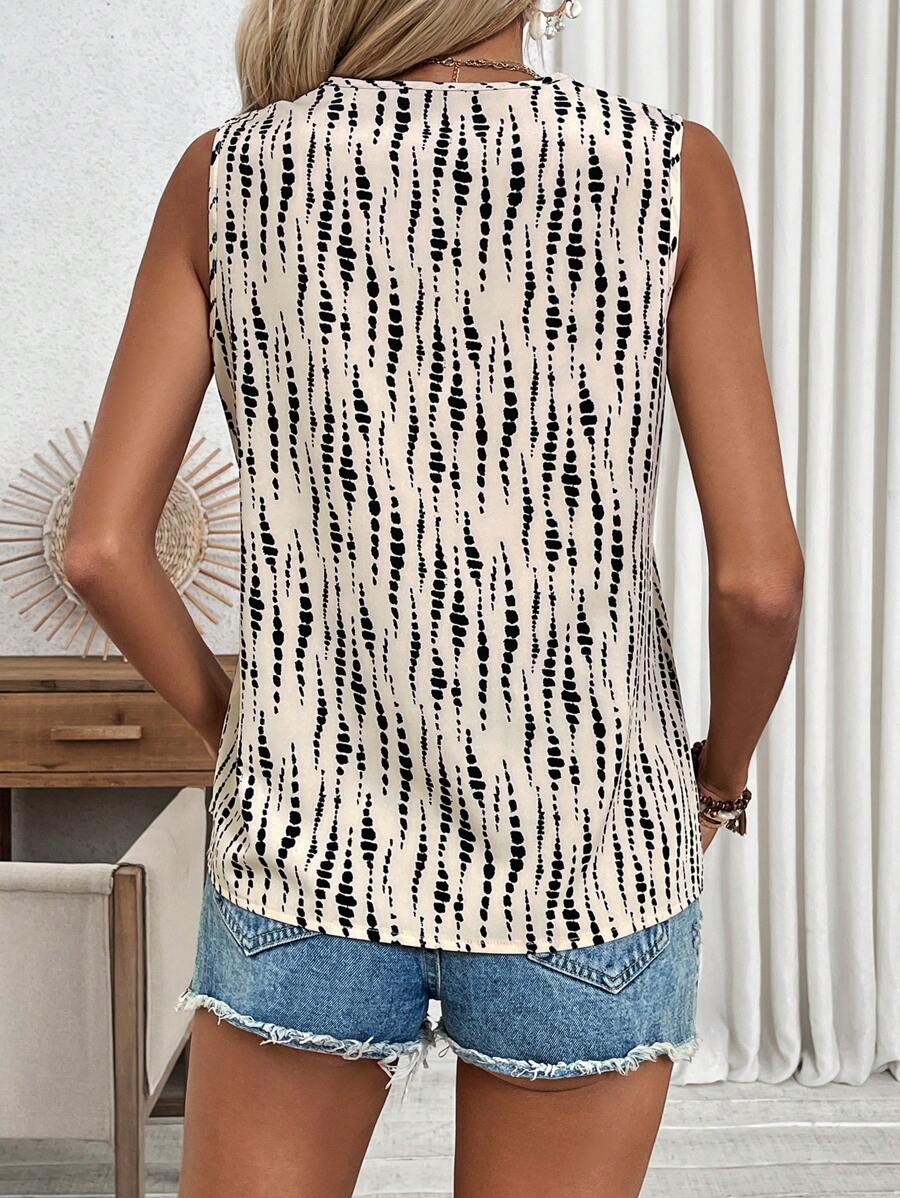 Penelope – Bedruckte Damen Bluse Ärmellos Mit V-Ausschnitt