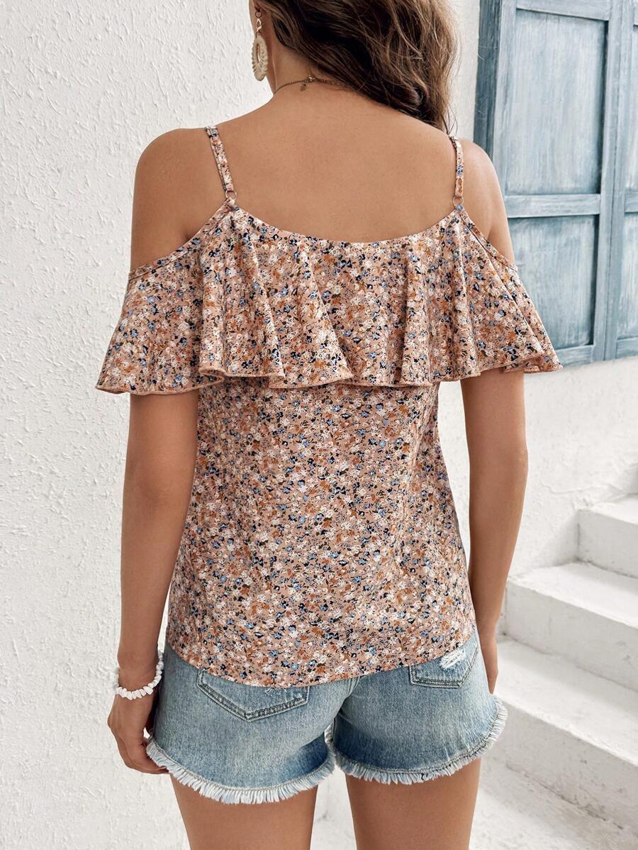 Alexa – Camisole Top Damen Blumen Halterneck Volant