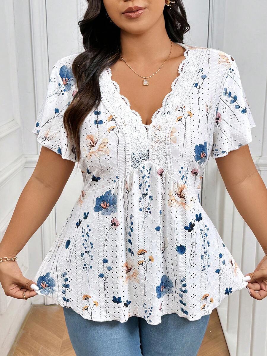 Gina – Rüschen Shirt Damen Floral Plus Size Sommer