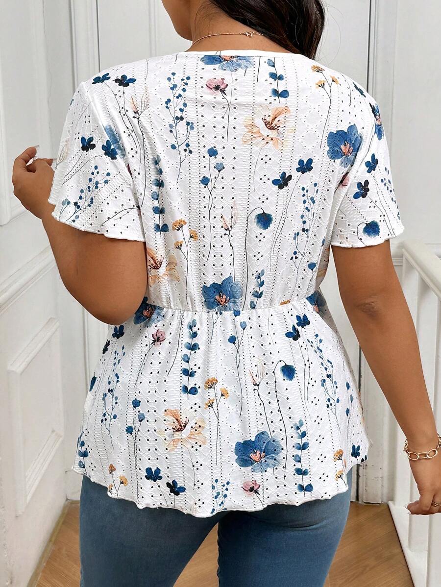 Gina – Rüschen Shirt Damen Floral Plus Size Sommer