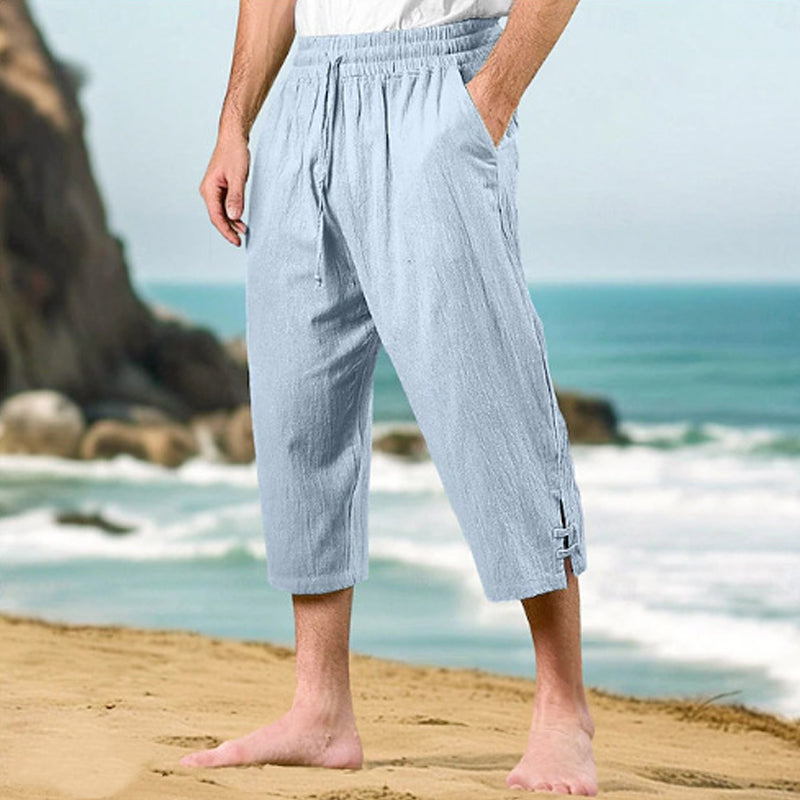 Emilio – 3/4 Freizeithose Herren Leinen Baumwolle Elastisch