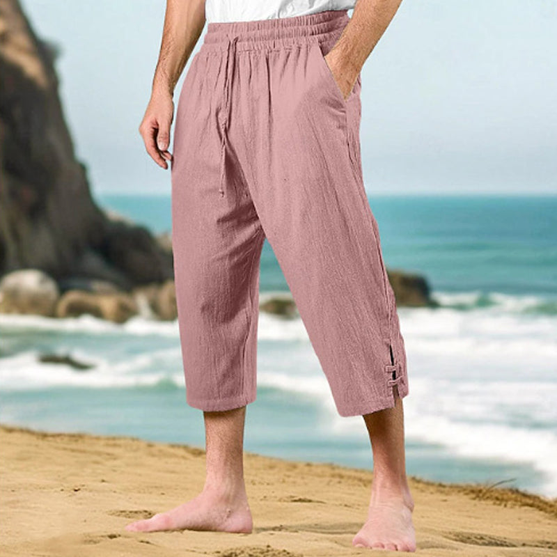 Emilio – 3/4 Freizeithose Herren Leinen Baumwolle Elastisch