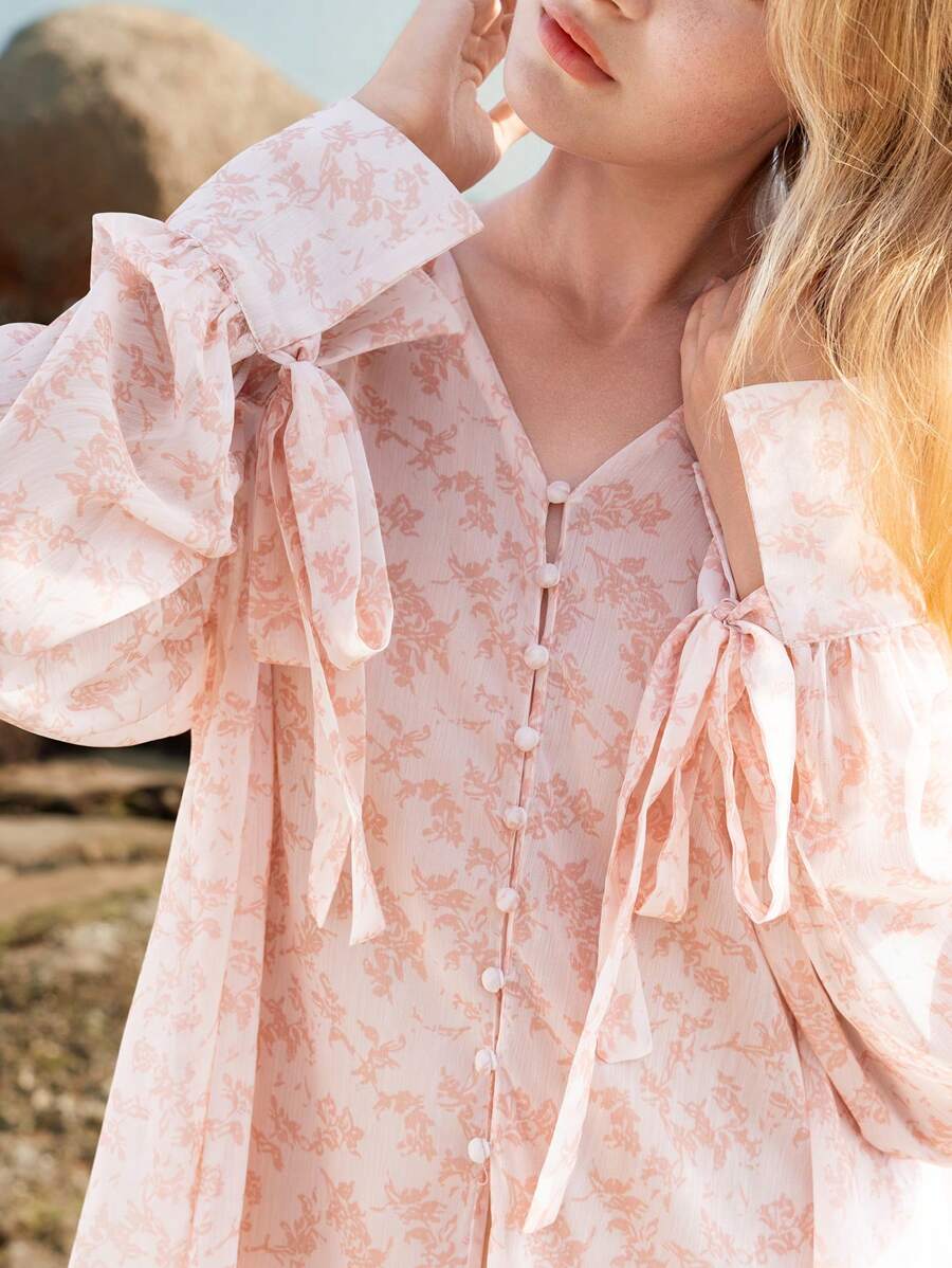 Ariana – Chiffon Bluse Damen Blumen Off-Shoulder