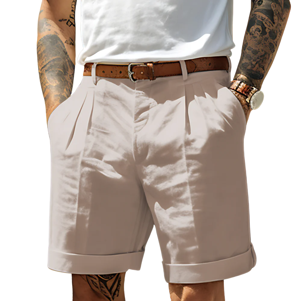 Ewald – Leinen Shorts Herren Bundfalte Sommer Lässig