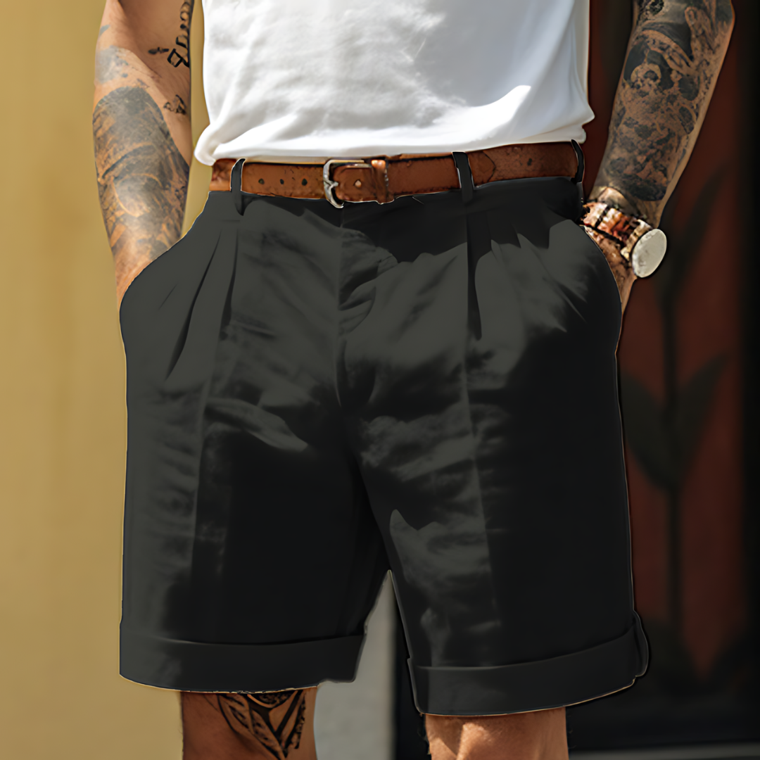 Ewald – Leinen Shorts Herren Bundfalte Sommer Lässig
