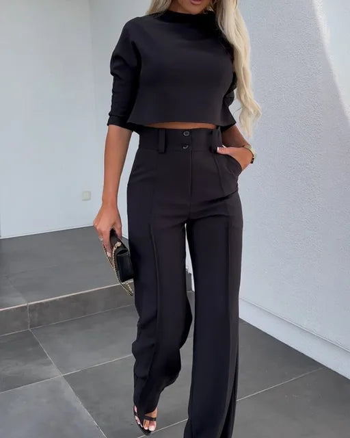 Nina – Damen Zweiteiler Elegant Freizeit Look Zeitlos