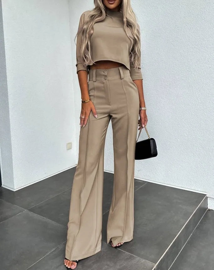 Nina – Damen Zweiteiler Elegant Freizeit Look Zeitlos