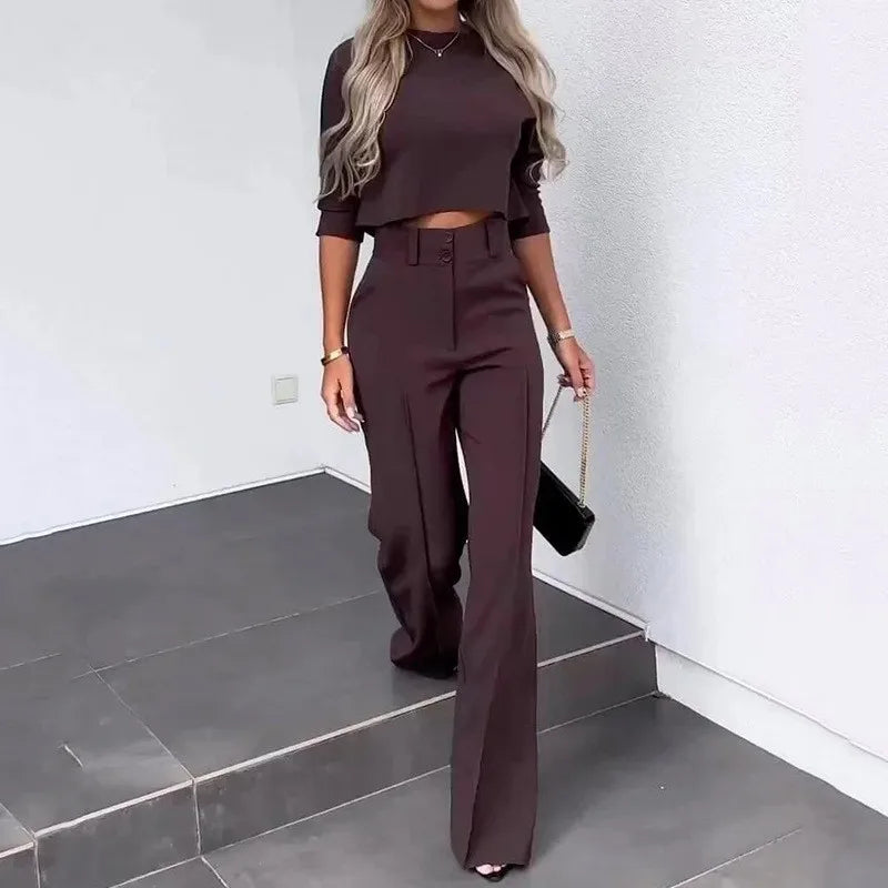 Nina – Damen Zweiteiler Elegant Freizeit Look Zeitlos