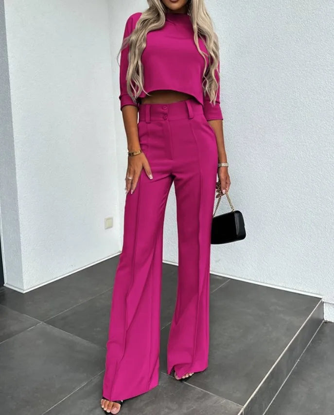 Nina – Damen Zweiteiler Elegant Freizeit Look Zeitlos