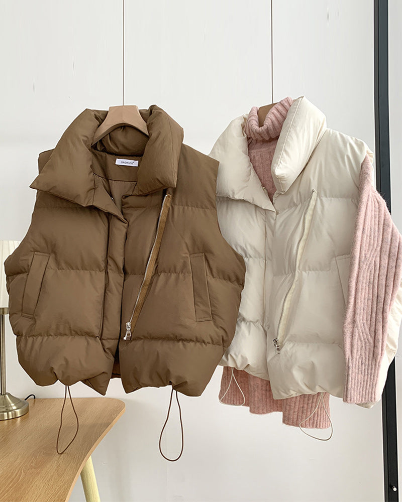 Lena – Einfache ärmellose Steppjacke mit Reißverschlusstasche