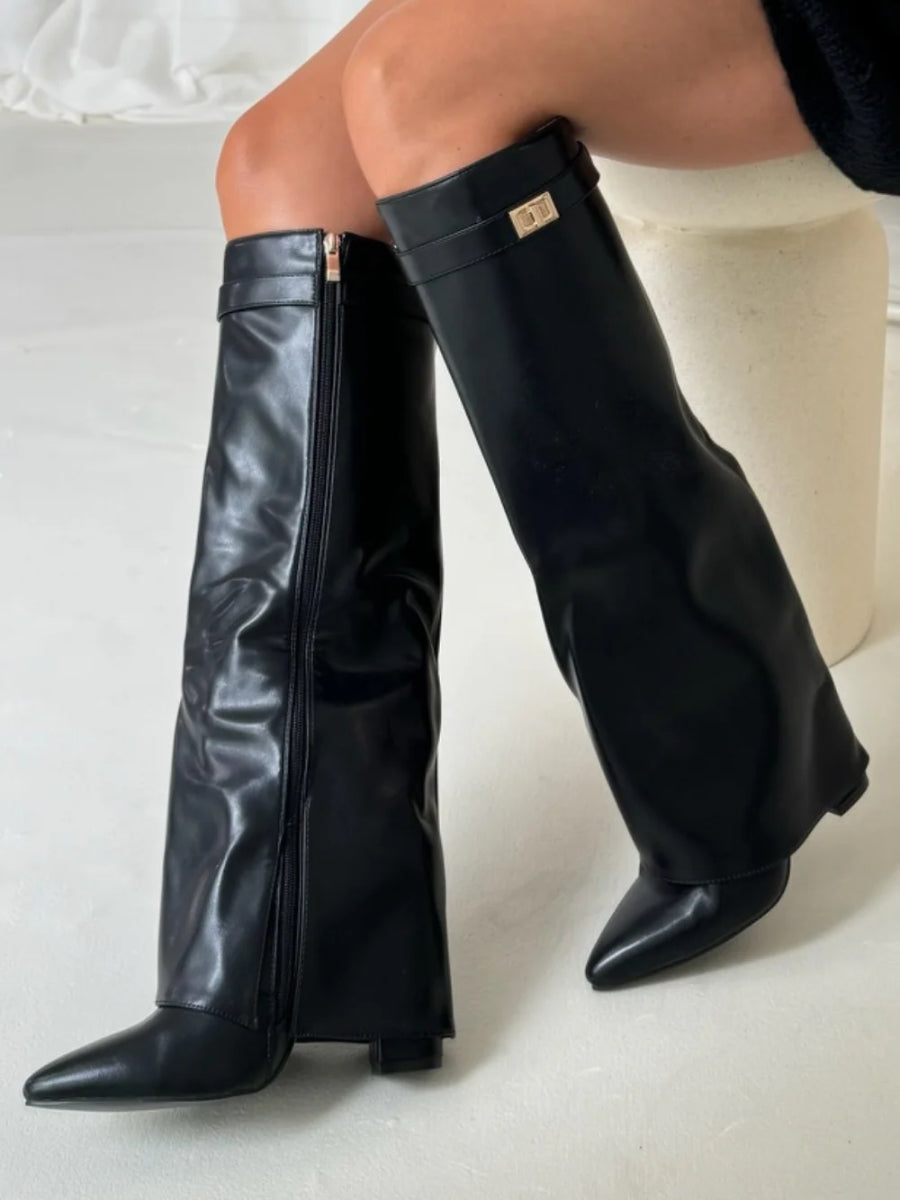 Olga – Elegante Damenstiefel Mit Goldenen Akzenten