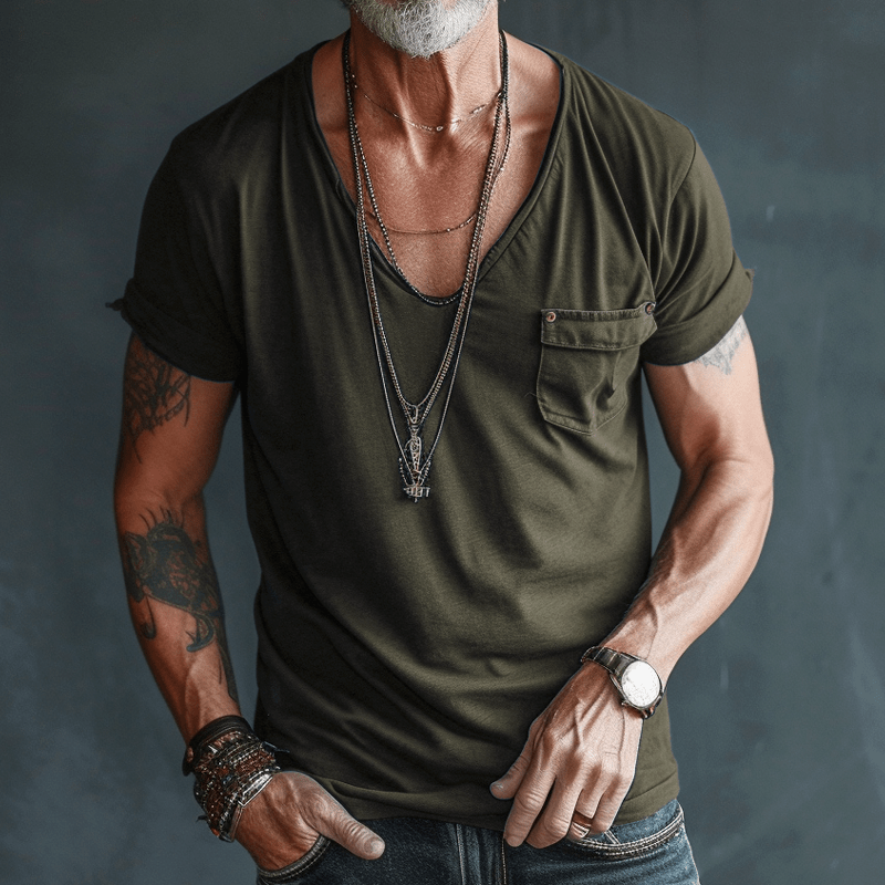 Friedrich – Herren T-Shirt V-Ausschnitt Kämmerstoff Sommer