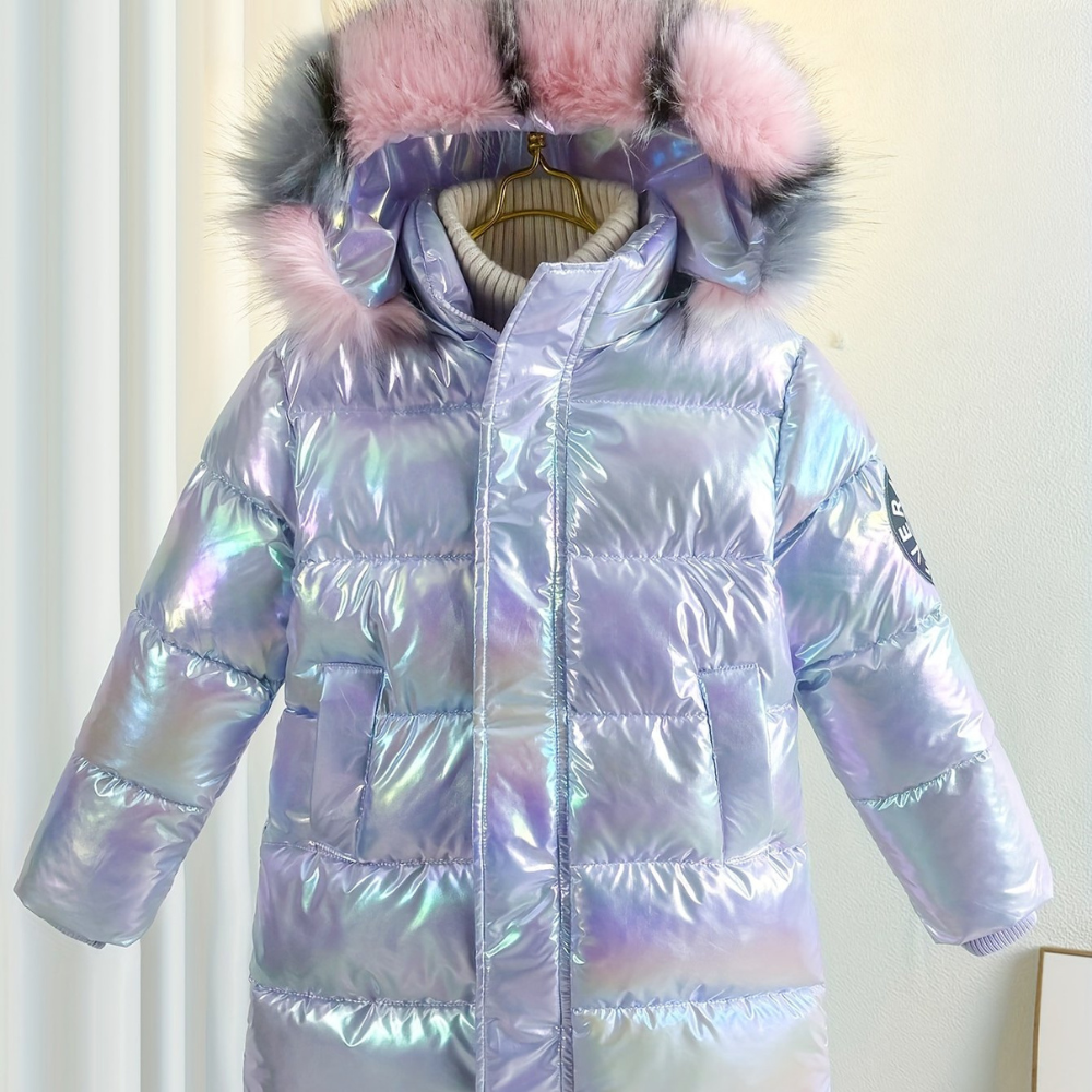 Fina - Mädchen Jacke Metallic Lila Mit Kapuze