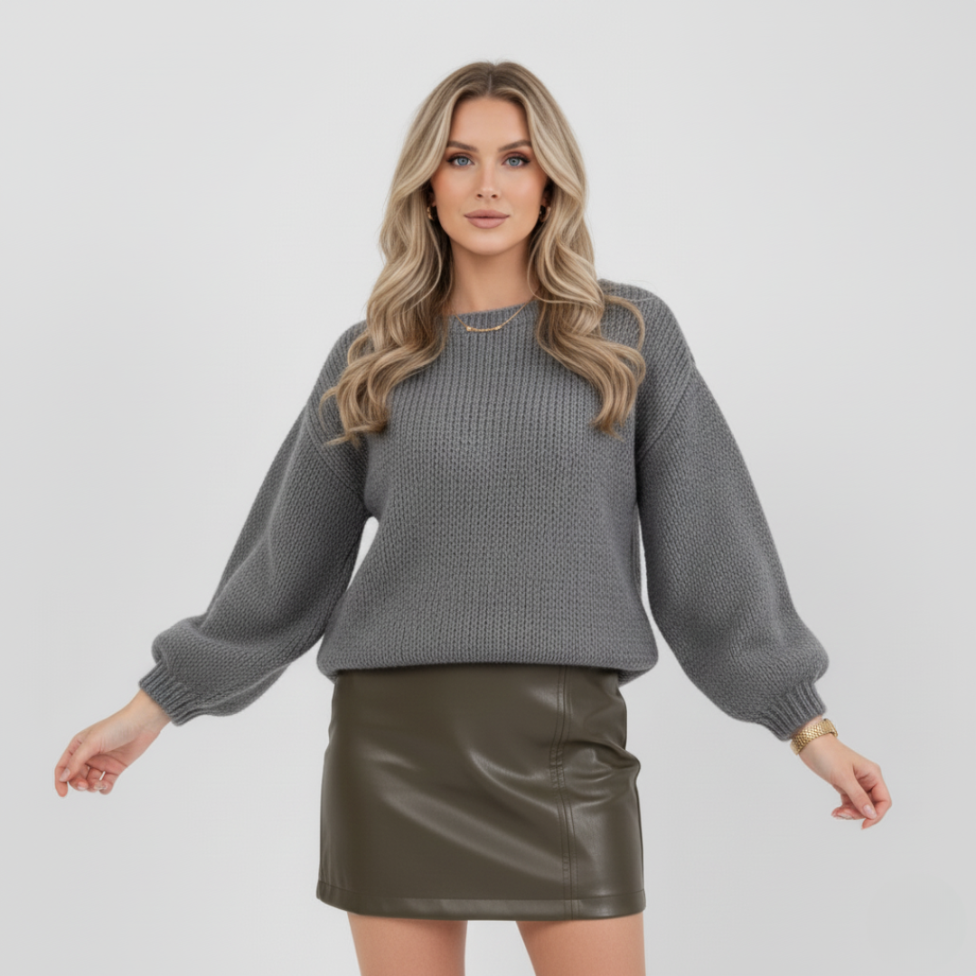 Orla - Schulterfreier Damen Pullover mit Rippbündchen