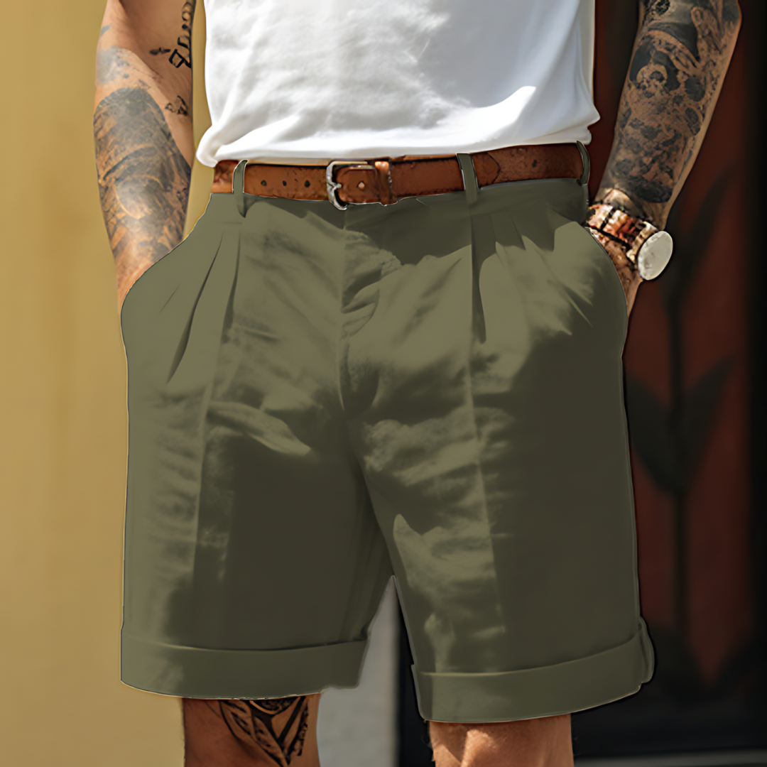 Ewald – Leinen Shorts Herren Bundfalte Sommer Lässig