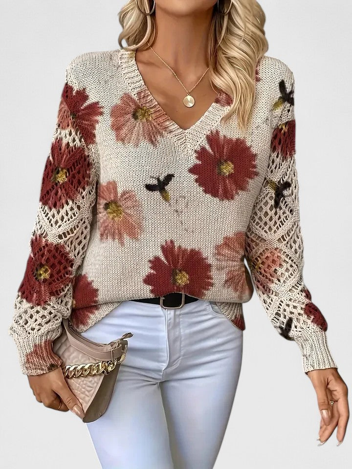 Ariane – Eleganter Pullover Mit Blumendruck