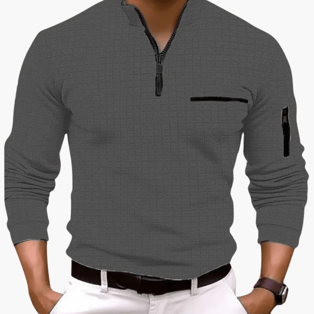 Micha - Herren Pullover mit Reißverschluss Lässiger Sweatshirt