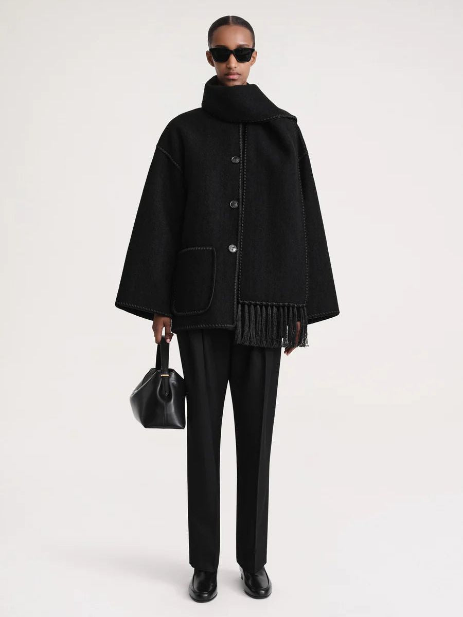 Beatrice – Warme Damen Jacke mit Schal Kragen