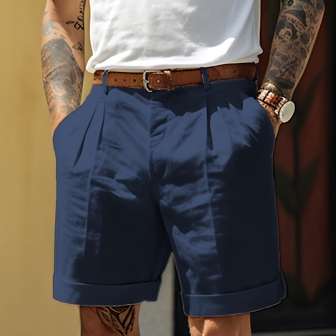 Ewald – Leinen Shorts Herren Bundfalte Sommer Lässig