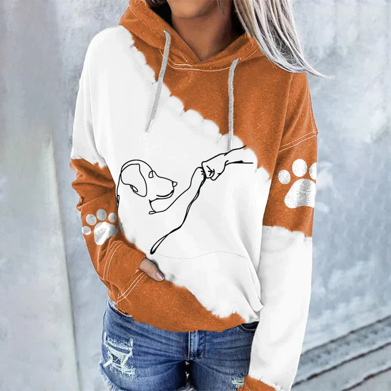 Ulrika – Trendiger lockerer Hoodie mit Hundeaufdruck