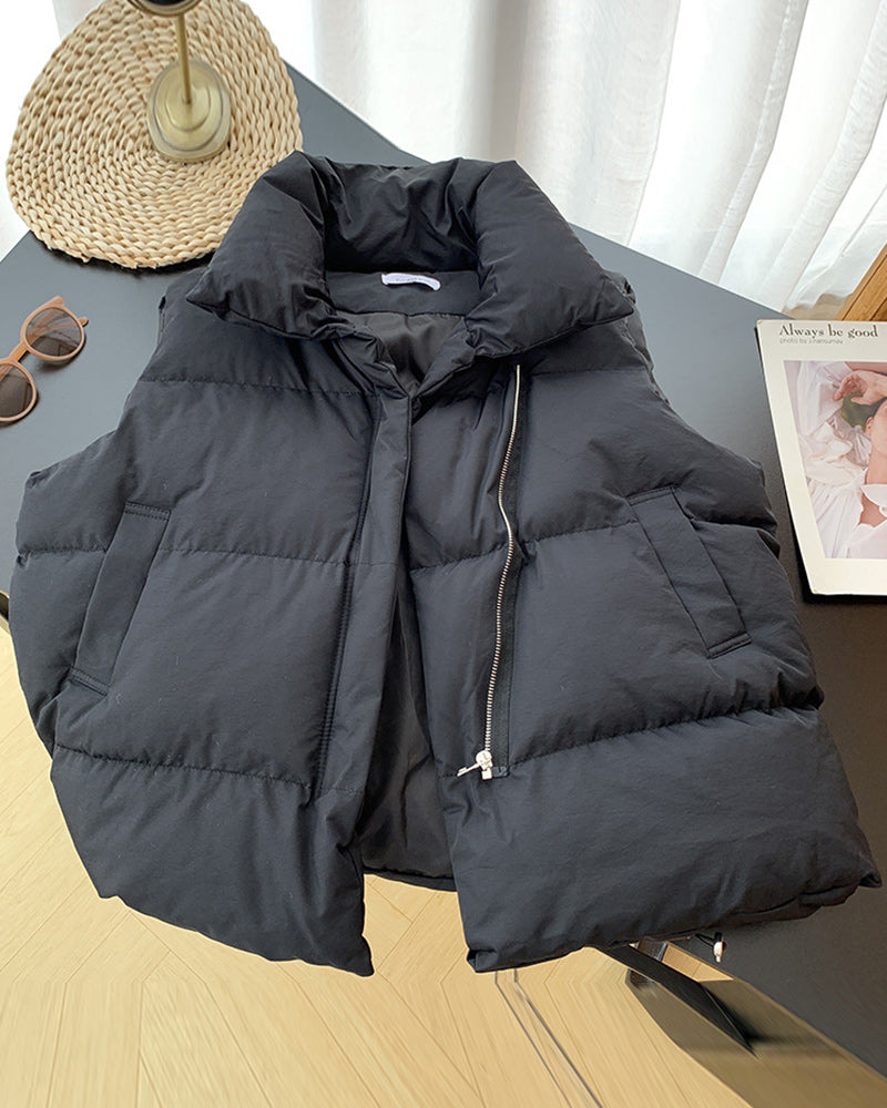 Lena – Einfache ärmellose Steppjacke mit Reißverschlusstasche