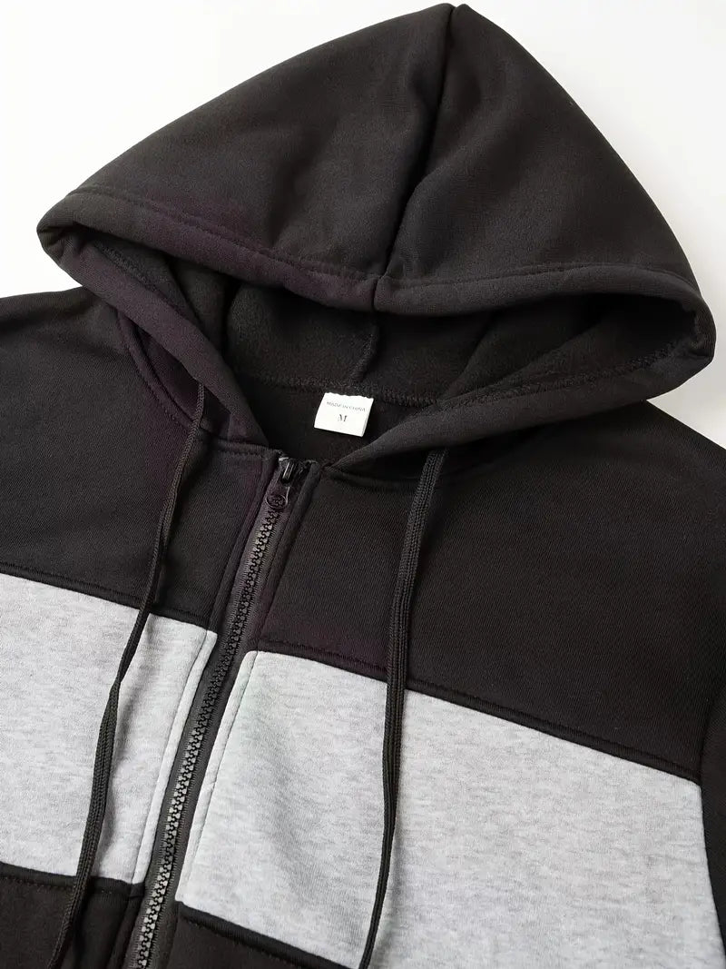 Hans – Farbblock-Kapuzenpullover Mit Reißverschluss