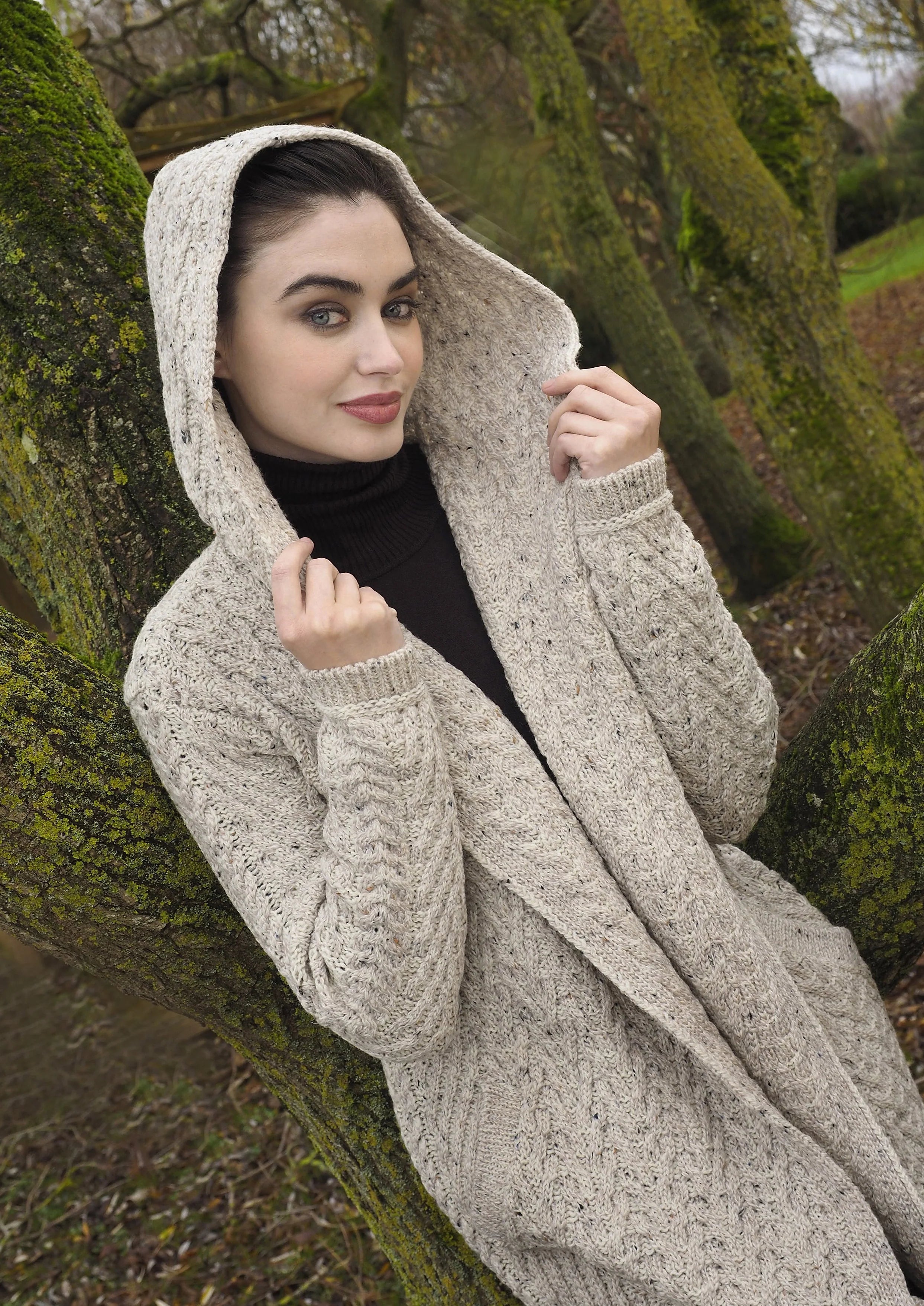 Bellina – Warmer Shawl-Hooded Aran Cardigan für Damen