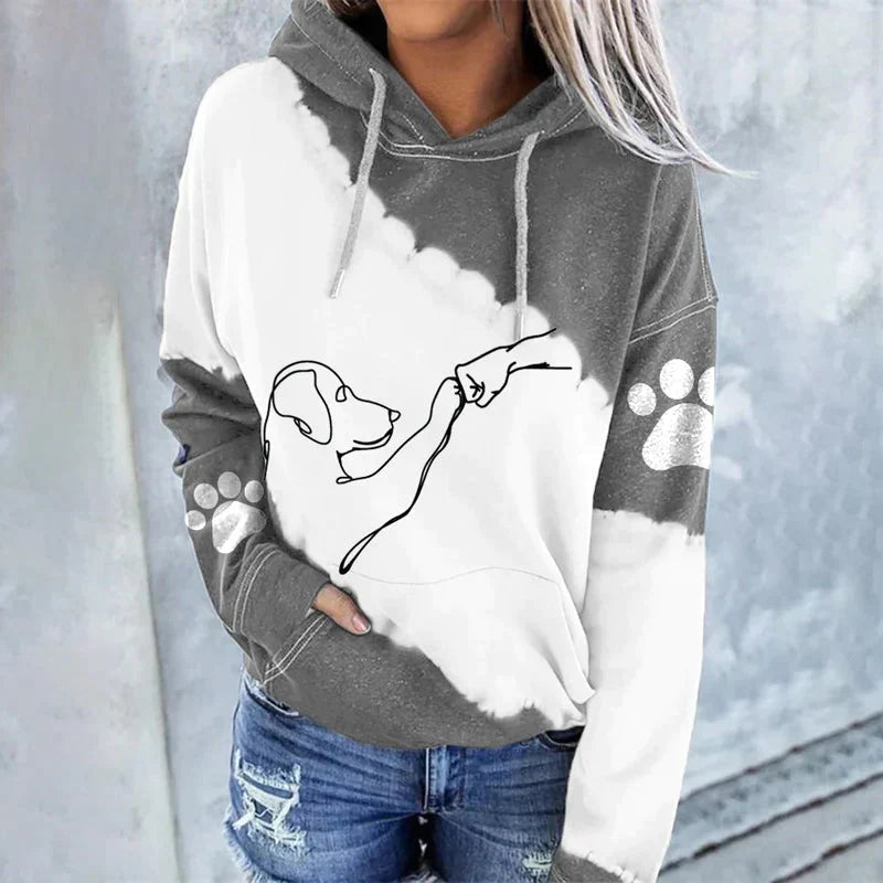 Ulrika – Trendiger lockerer Hoodie mit Hundeaufdruck