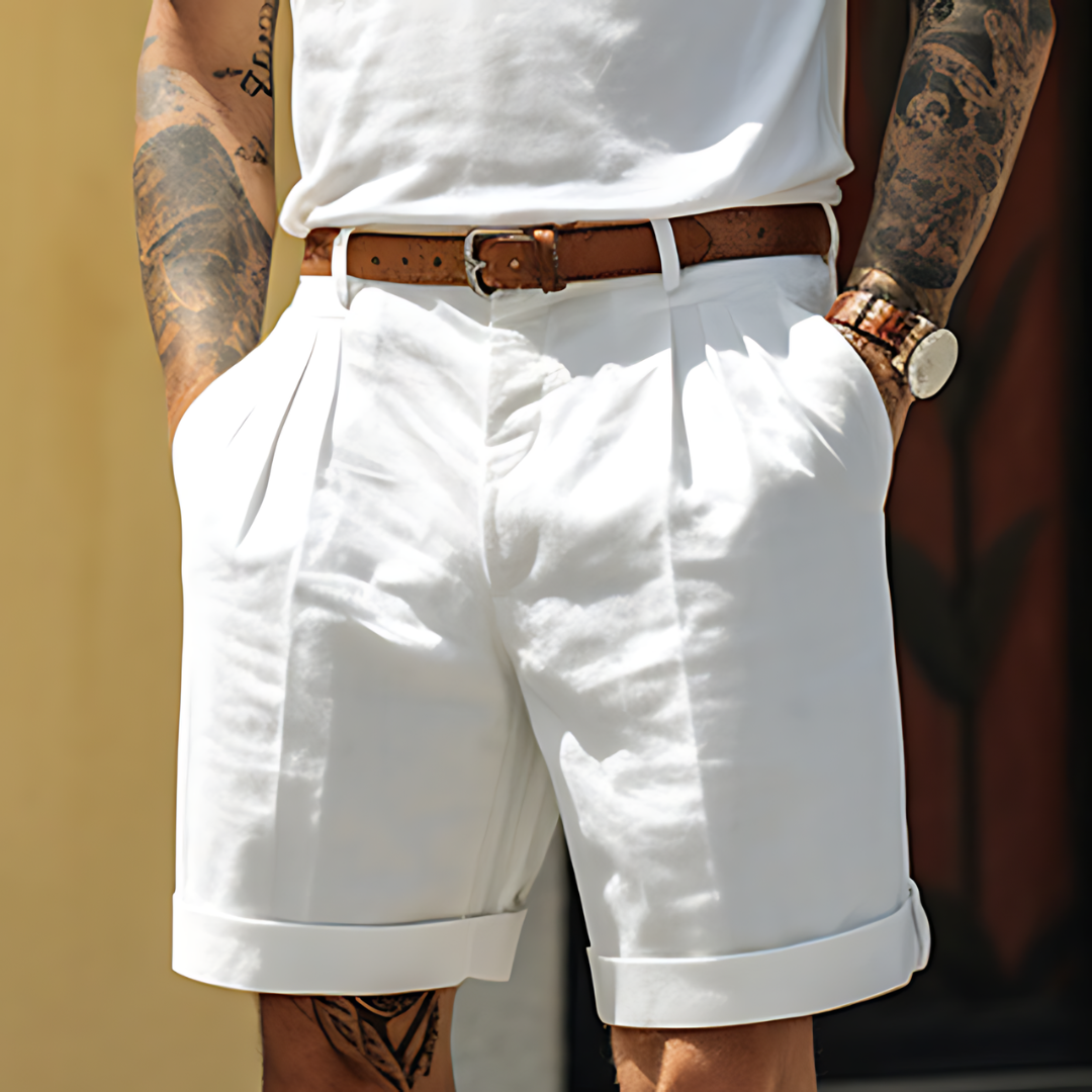 Ewald – Leinen Shorts Herren Bundfalte Sommer Lässig