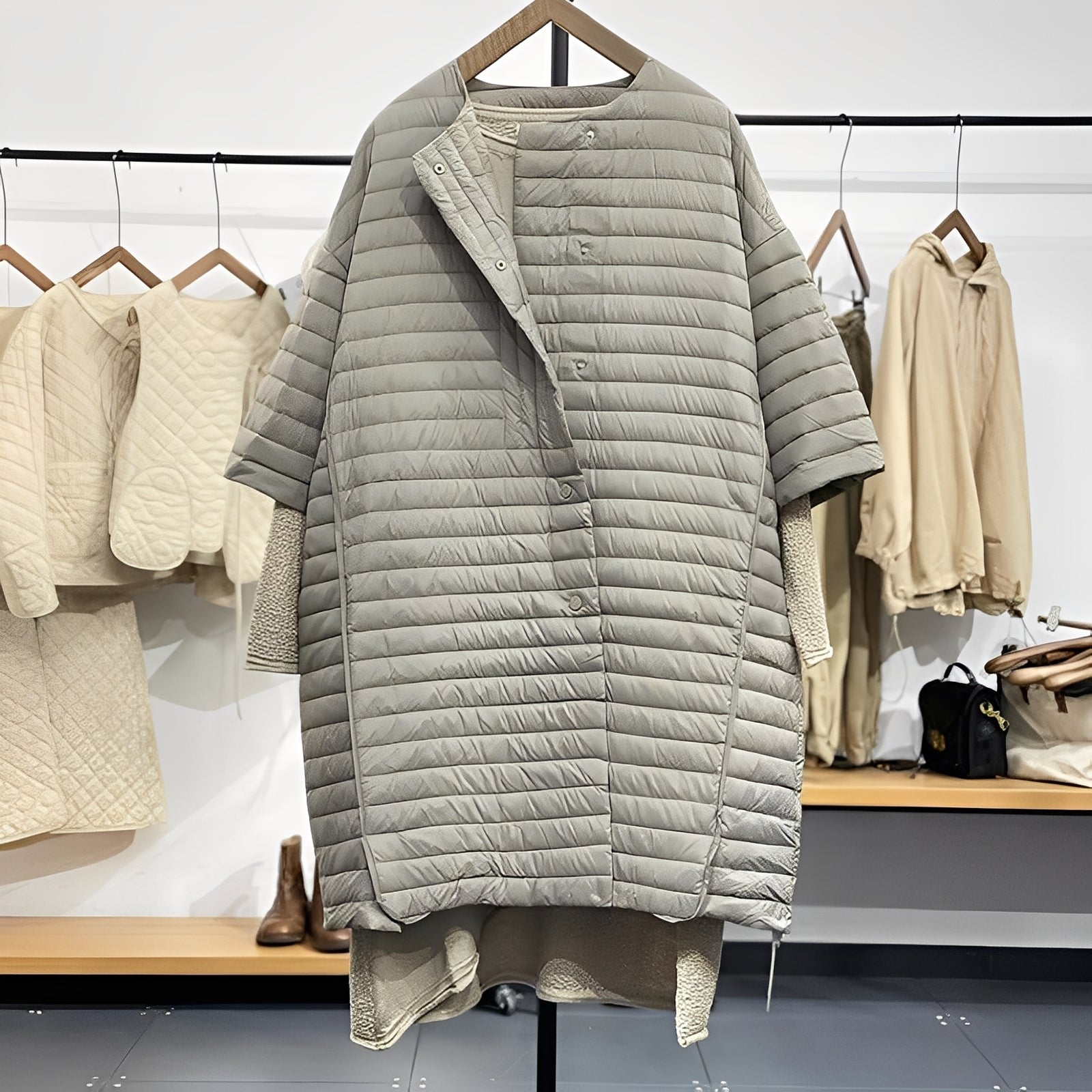 Juli - Bequemer Damenmantel in großen Größen mit Knöpfen