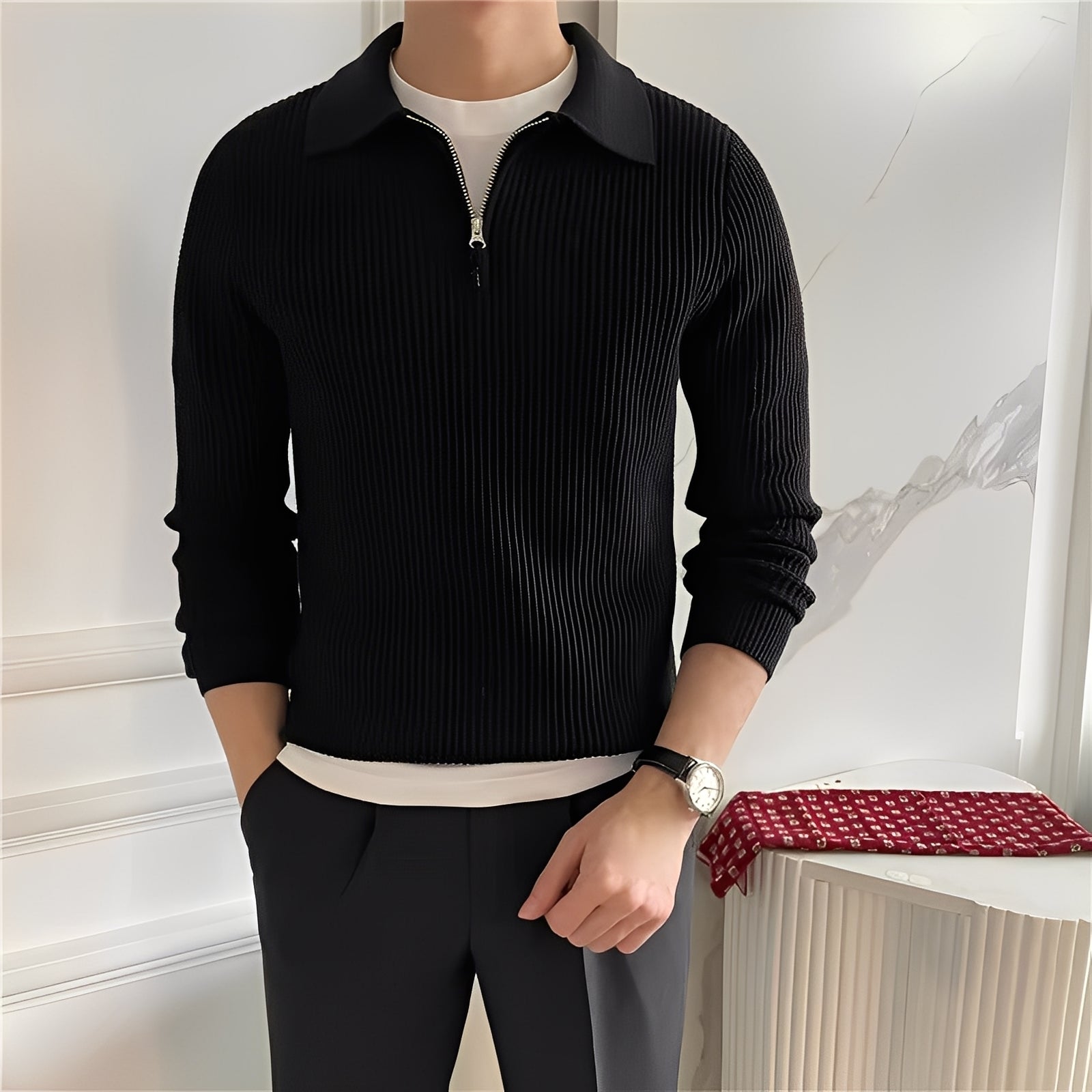 Emil – Eleganter Strickpullover mit Reißverschluss