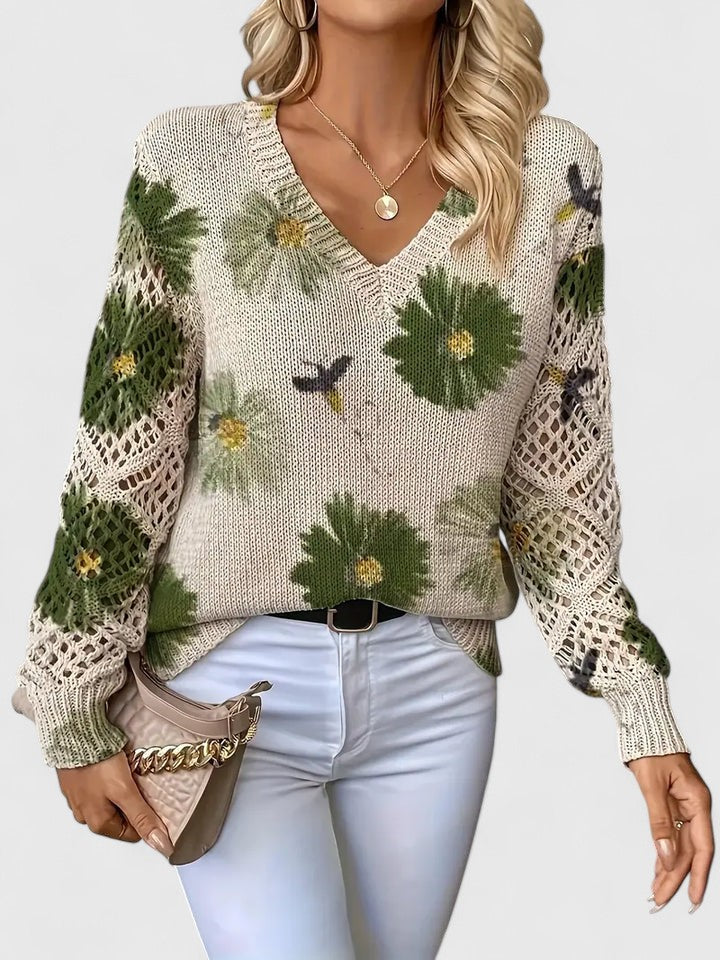 Ariane – Eleganter Pullover Mit Blumendruck