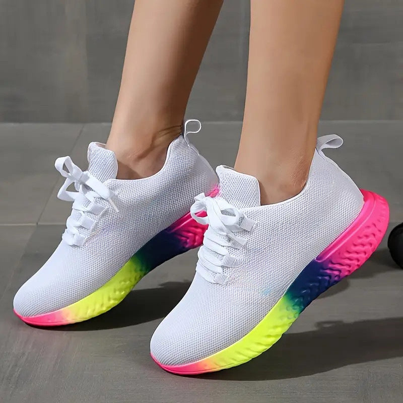 Klementine - Damen Kunstleder Sneaker mit Regenbogensohle