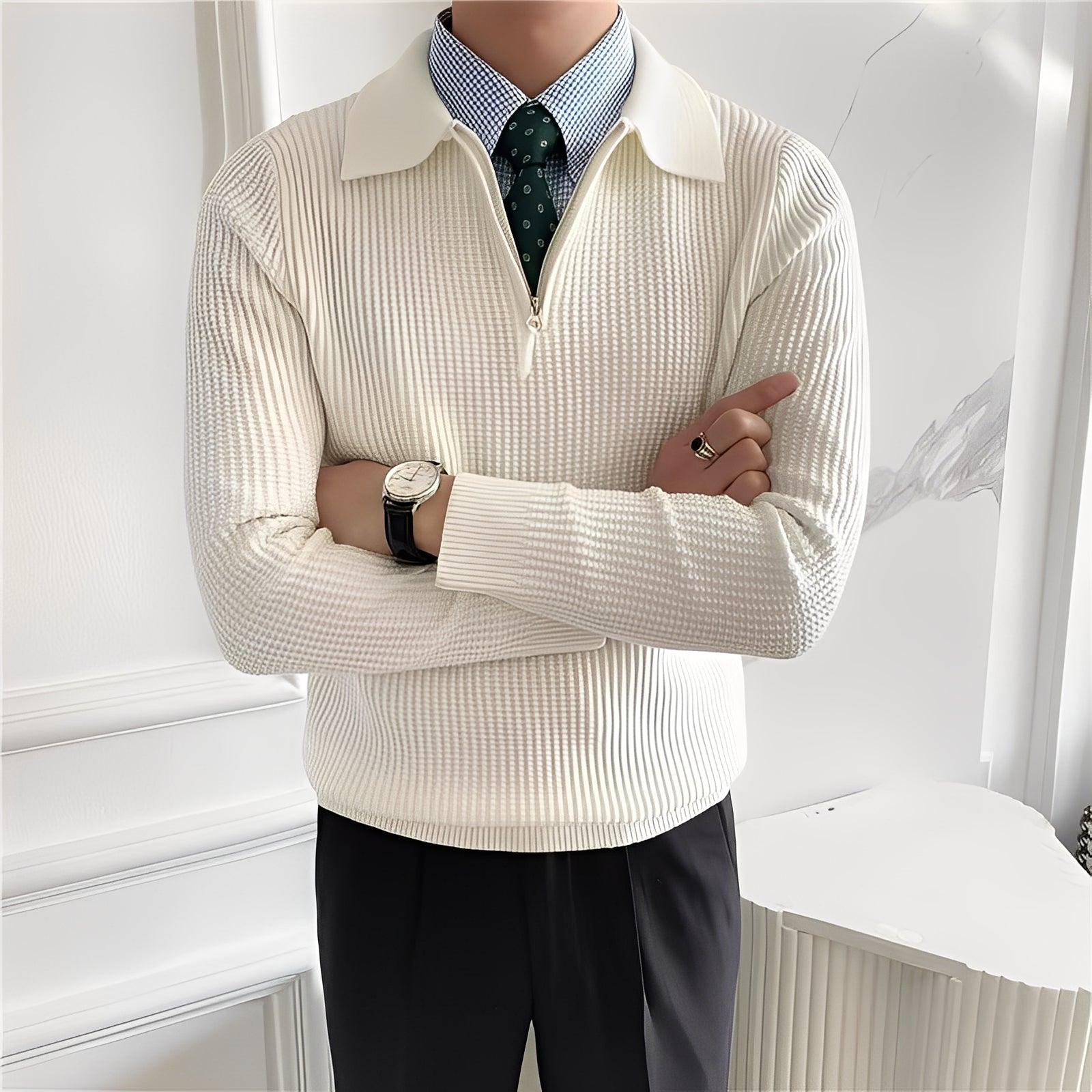 Emil – Eleganter Strickpullover mit Reißverschluss