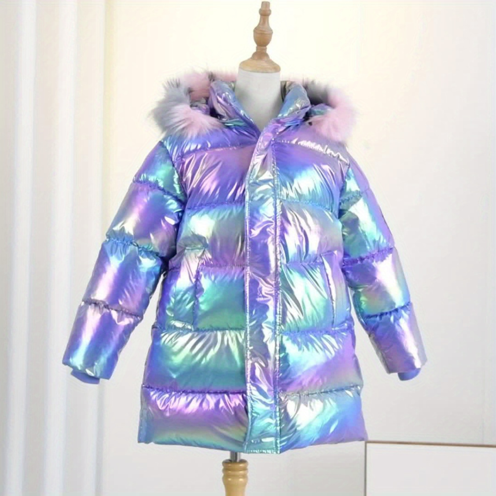 Fina - Mädchen Jacke Metallic Lila Mit Kapuze