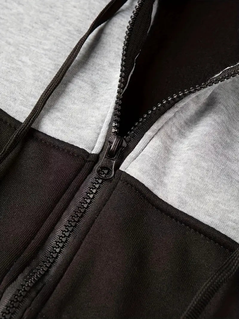 Hans – Farbblock-Kapuzenpullover Mit Reißverschluss