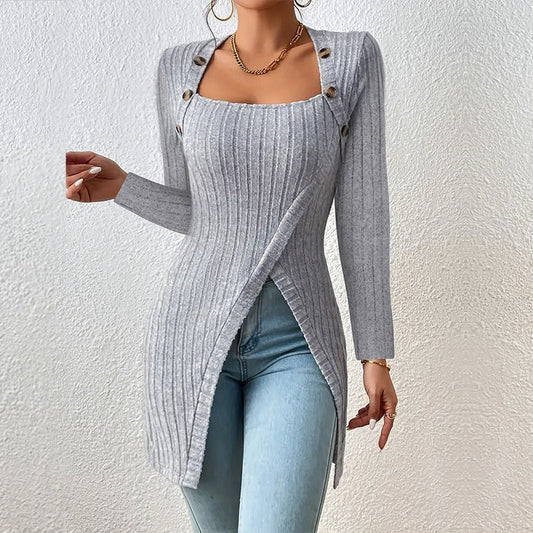 Mireia - Off-Shoulder Strickpullover mit Schlitz