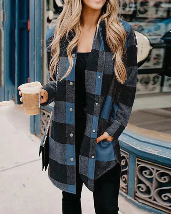 Ivania - Eleganter karierter Mantel