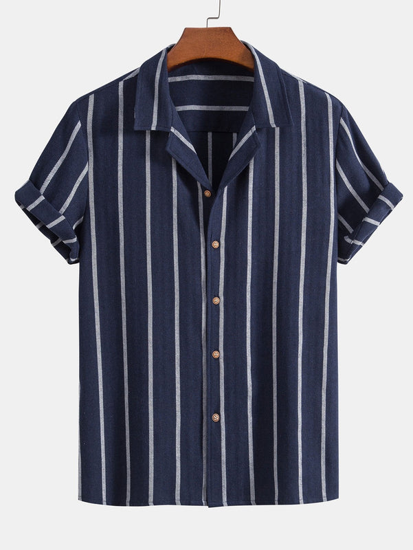 Albert - Gestreifte Herren Sommer Freizeit-Outfit-Set Marineblau 2