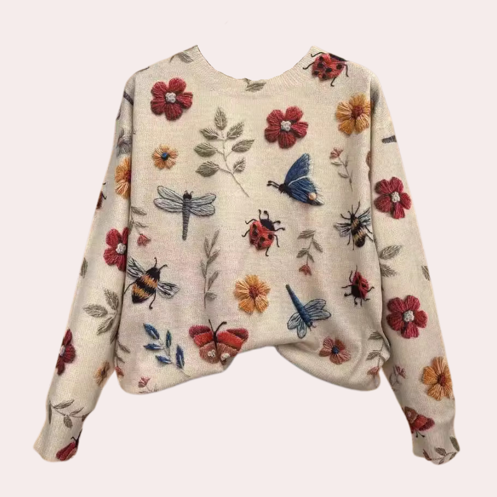 Corinna – Damenpullover Mit Blumenmuster