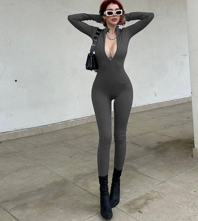 Anamika – Figurbetonter Jumpsuit für Damen Grau